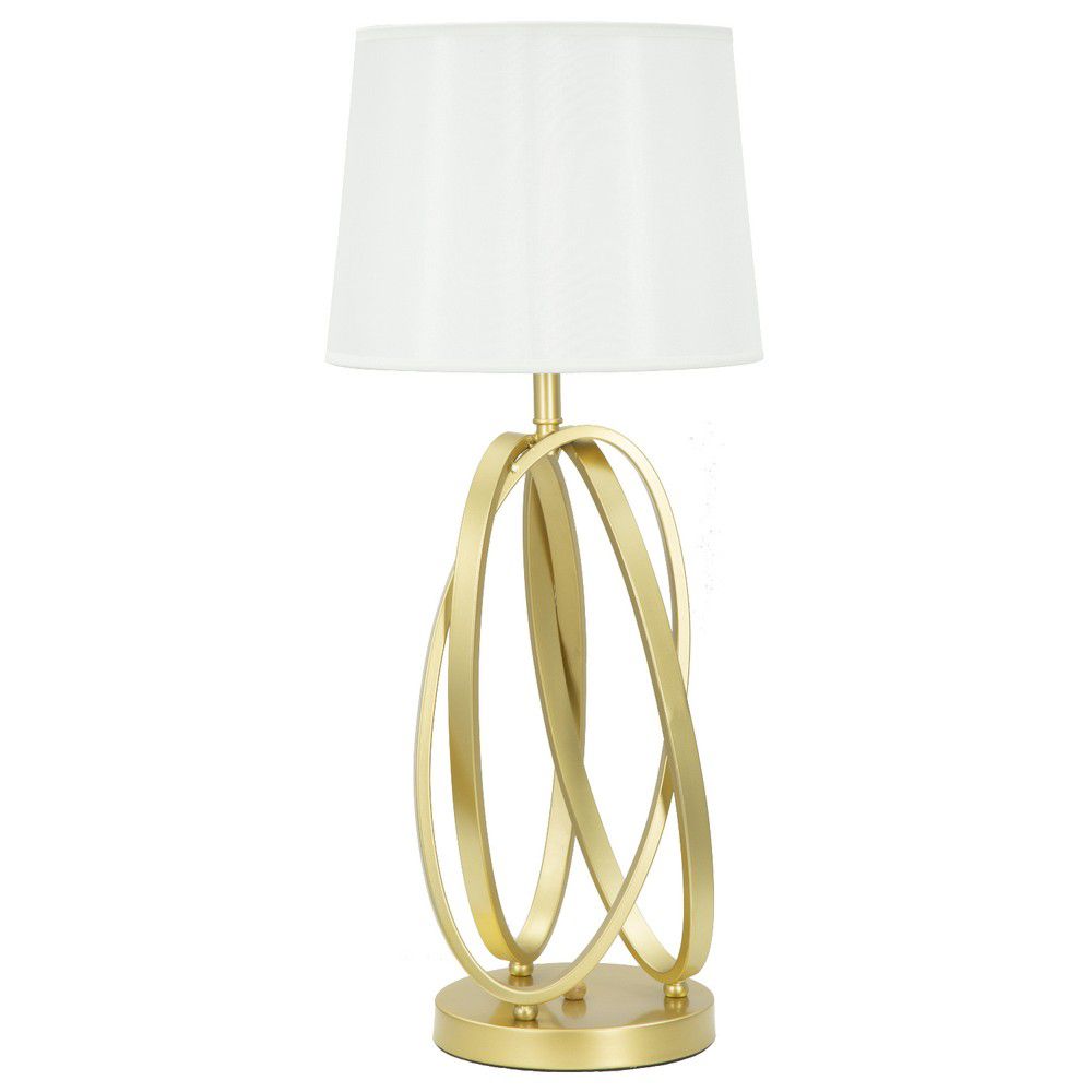 Bílá stolní lampa s konstrukcí ve zlaté barvě Mauro Ferretti Circle - Bonami.cz