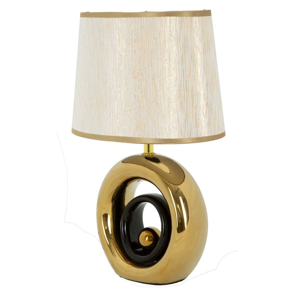 Bílá stolní lampa s konstrukcí ve zlaté barvě Mauro Ferretti Round - Bonami.cz