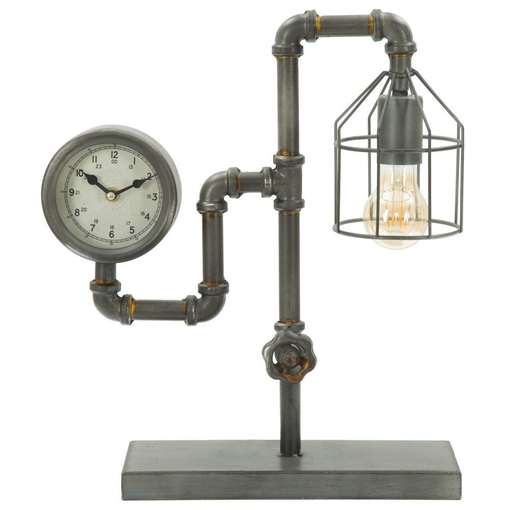 Stolní lampa s hodinami Mauro Ferretti Industry Clock, 38,5 x 43,2 cm - Bonami.cz