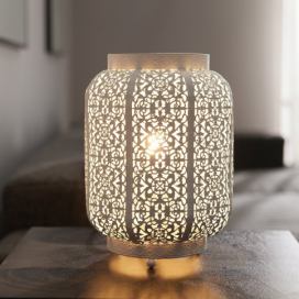 Stolní lampa marocká lucerna bílá SOMES