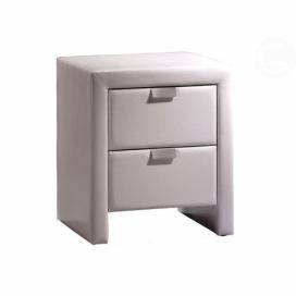 KN nábytek Moderní čalouněný noční stolek 2 zásuvkový CS4001 bílý
