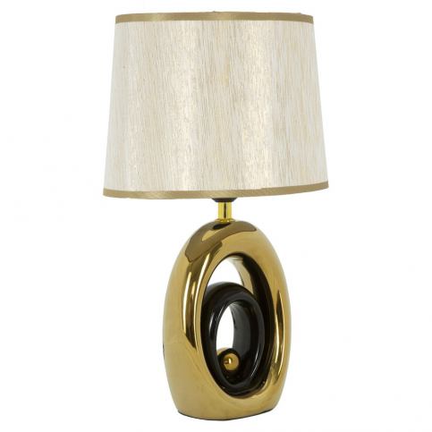 Bílá stolní lampa s konstrukcí ve zlaté barvě Mauro Ferretti Glam Oval - Bonami.cz