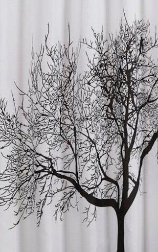 Sprchový závěs Sapho Aqualine polyester černá/bílá strom 180x200 cm ZP008 - Aqualine polyester černá/bílá strom ZP008 180 x 200 cm - Siko - koupelny - kuchyně