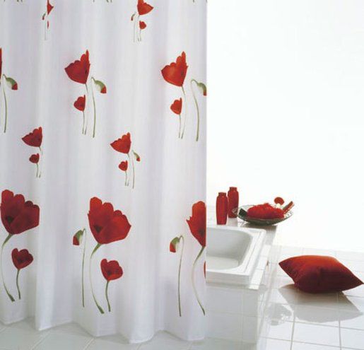 MOHN sprchový závěs 180x200cm, polyester, červenobílá - Siko - koupelny - kuchyně