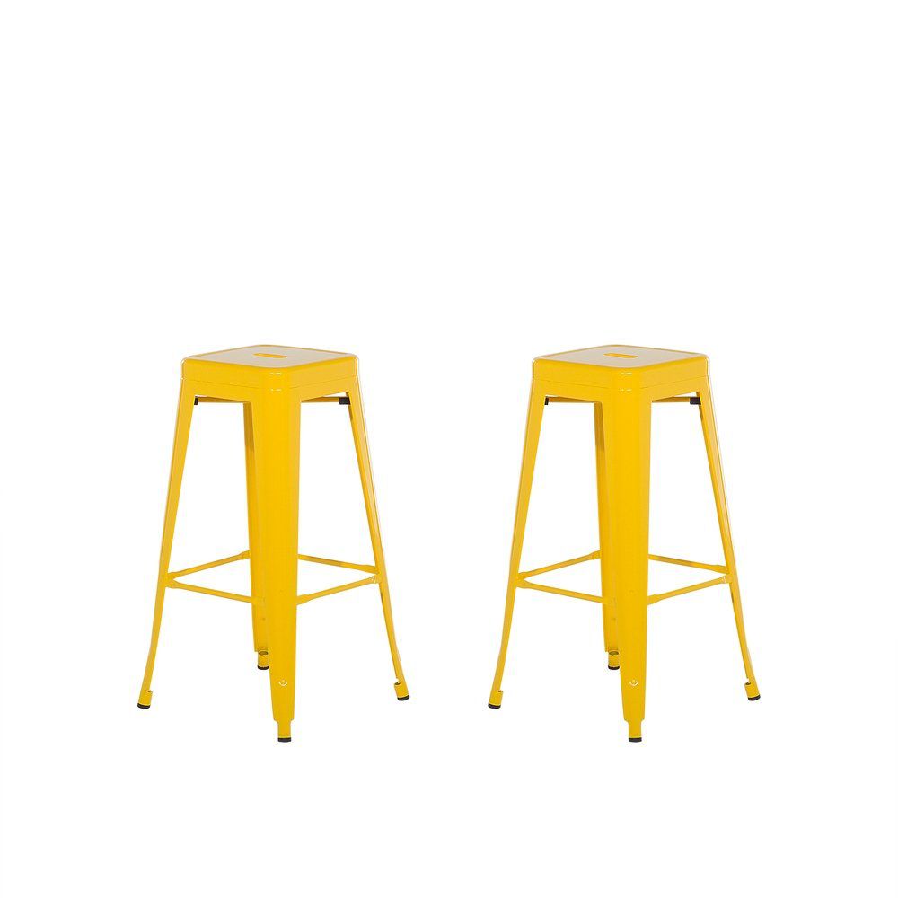 Sada 2 ocelových barových stoliček 76 cm žluté CABRILLO - Beliani.cz