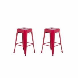 Sada 2 ocelových barových stoliček 60 cm červené CABRILLO