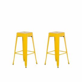 Sada 2 ocelových barových stoliček 76 cm žluté CABRILLO