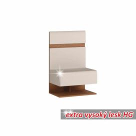 Noční stolek, bílá extra vysoký lesk HG / dub sonoma tmavý truflový, LYNATET TYP 95 0000042541 Tempo Kondela