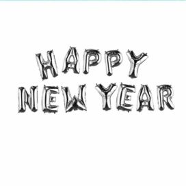 UPPER CLASS Fóliový balónek \"HAPPY NEW YEAR\" - stříbrná