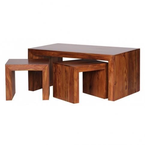 Konferenční stolek se 2 stoličkami z masivního palisandrového dřeva Skyport Betania - Bonami.cz