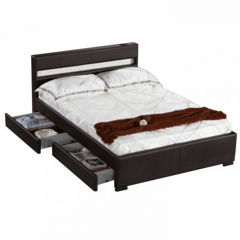 Moderní postel s Bluetooth reproduktory a RGB LED osvětlením, černá, 180x200, Fabala - Nábytek Harmonia s.r.o.