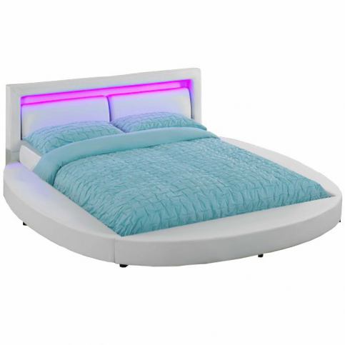 Ultramoderní postel s RGB LED osvětlením, bílá, 180x200, BLESS - Nábytek Harmonia s.r.o.