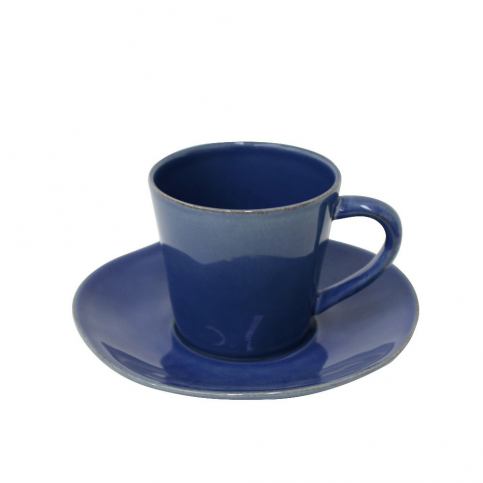 Tmavě modrý kameninový šálek na čaj s podšálkem Costa Nova Nova, 190 ml - Bonami.cz