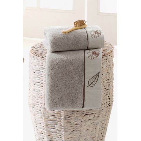 Soft Cotton luxusní ručník a osuška FLORA Světle šedá - VIP interiér