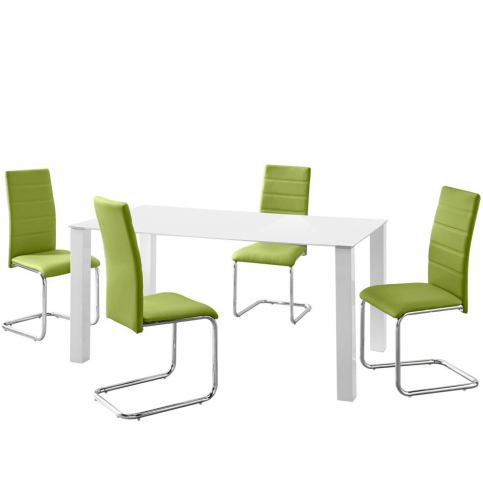 Sada stolu a 4 zelených židlí Støraa Naral - Bonami.cz