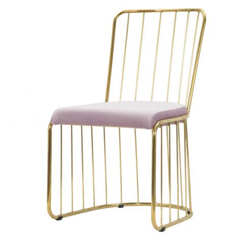 Sada 2 růžových židlí s konstrukcí ve zlaté barvě Mauro Ferretti Sedia - Bonami.cz
