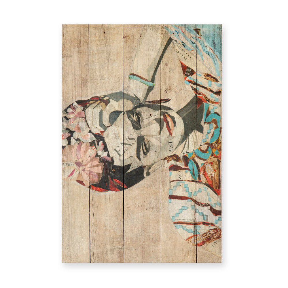 Nástěnná cedule z borovicového dřeva Madre Selva Collage of Frida, 40 x 60 cm - Bonami.cz