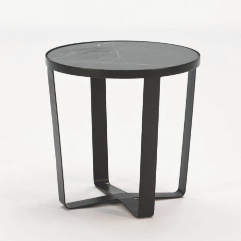 Černý odkládací stolek s mramorovou deskou Thai Natura, ⌀ 55 cm - Bonami.cz