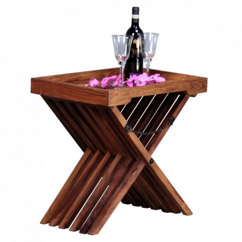 Skládací stolek z masivního palisandrového dřeva se snímatelnou deskou Skyport Leandra - Bonami.cz