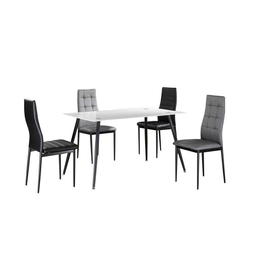 Jídelní stůl, bílé sklo / černý kov, ADMER 0000191297 Tempo Kondela - DEKORHOME.CZ