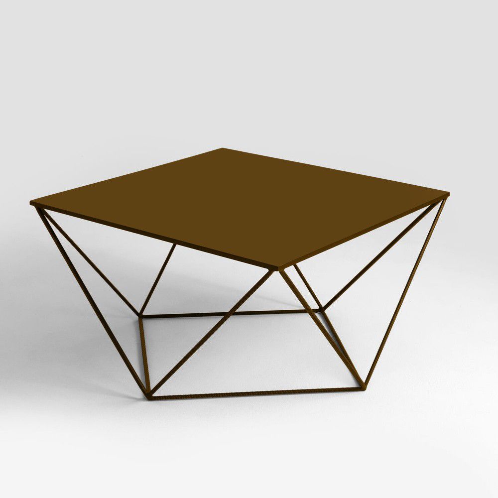 Nordic Design Zlatý kovový konferenční stolek Deryl 80 x 80 cm - Bonami.cz
