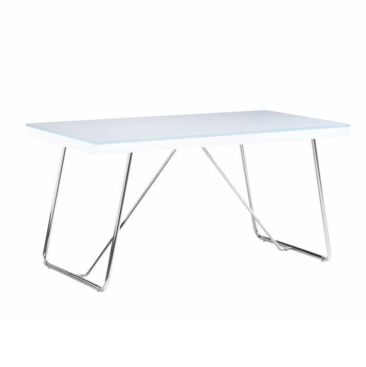 Jídelní stůl, tvrzené sklo / kov, bílá / chrom, AMI 0000184637 Tempo Kondela - DEKORHOME.CZ