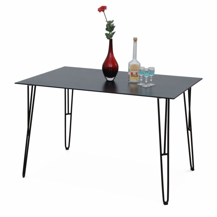 Jídelní stůl, tvrzené sklo / černý kov, OBERON 0000191156 Tempo Kondela - DEKORHOME.CZ