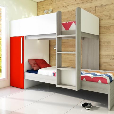 Patrová postel pro dvě děti Bo7 - červená - Patrová postel bez šuplíku Bo7 - Nábytek aldo - NE