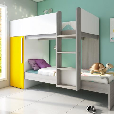 Patrová postel pro dvě děti Bo7 - žlutá - Patrová postel bez šuplíku Bo7 - Nábytek aldo - NE
