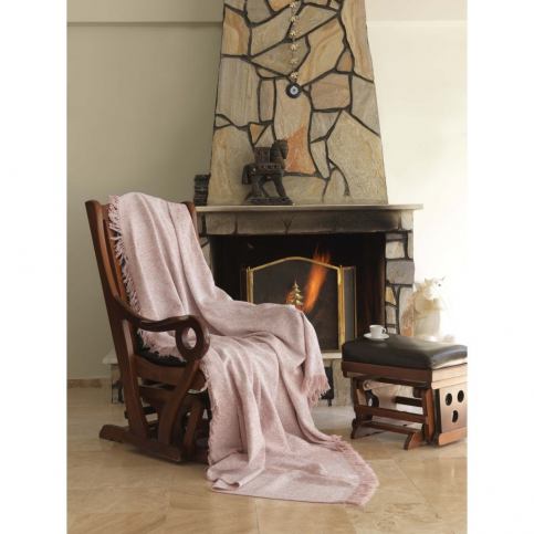 Růžová bavlněná deka Linen, 170 x 220 cm - Bonami.cz