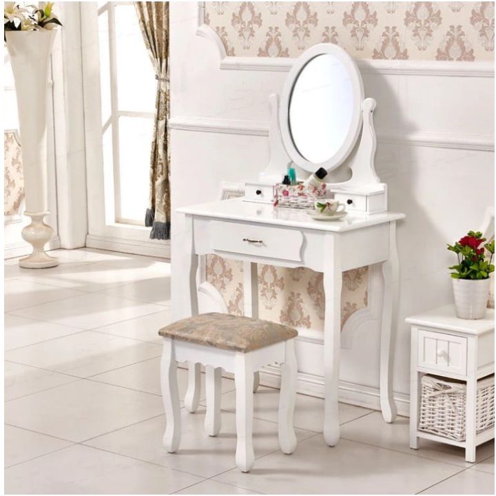 Toaletní stolek s taburetem, bílá / stříbrná, LINET New 0000228273 Tempo Kondela - DEKORHOME.CZ