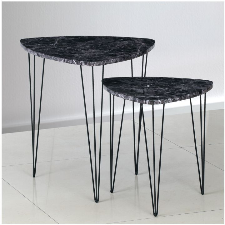 Set 2 konferenčních stolků, vzor černý mramor / černý kov, STOFOL 0000209382 Tempo Kondela - DEKORHOME.CZ