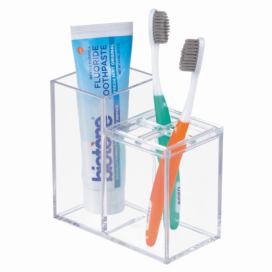Transparentní koupelnový stojan na kartáček a zubní pastu iDesign