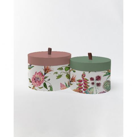 Kulaté úložné krabice Surdic Round Boxes Flores Salvajes s motivem květů, 30 x 30 cm - Bonami.cz