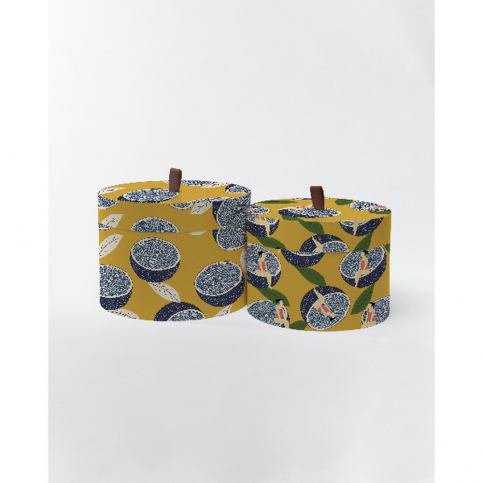 Kulaté úložné krabice Surdic Round Boxes Lemons s motivem citrónů, 30 x 30 cm - Bonami.cz