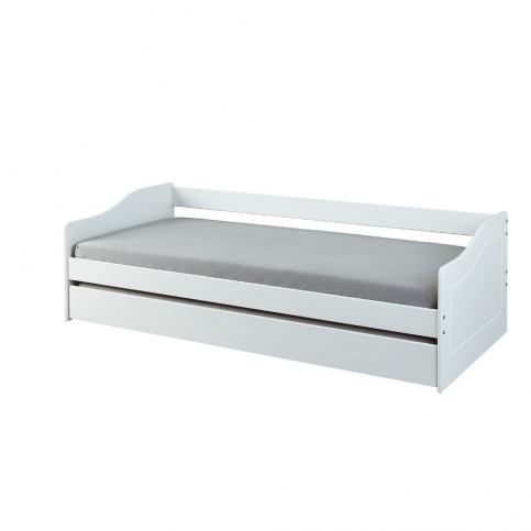 Bílá jednolůžková rozkládací postel z masivního borovicového dřeva Interlink Malte, 90 x 190 cm - Bonami.cz