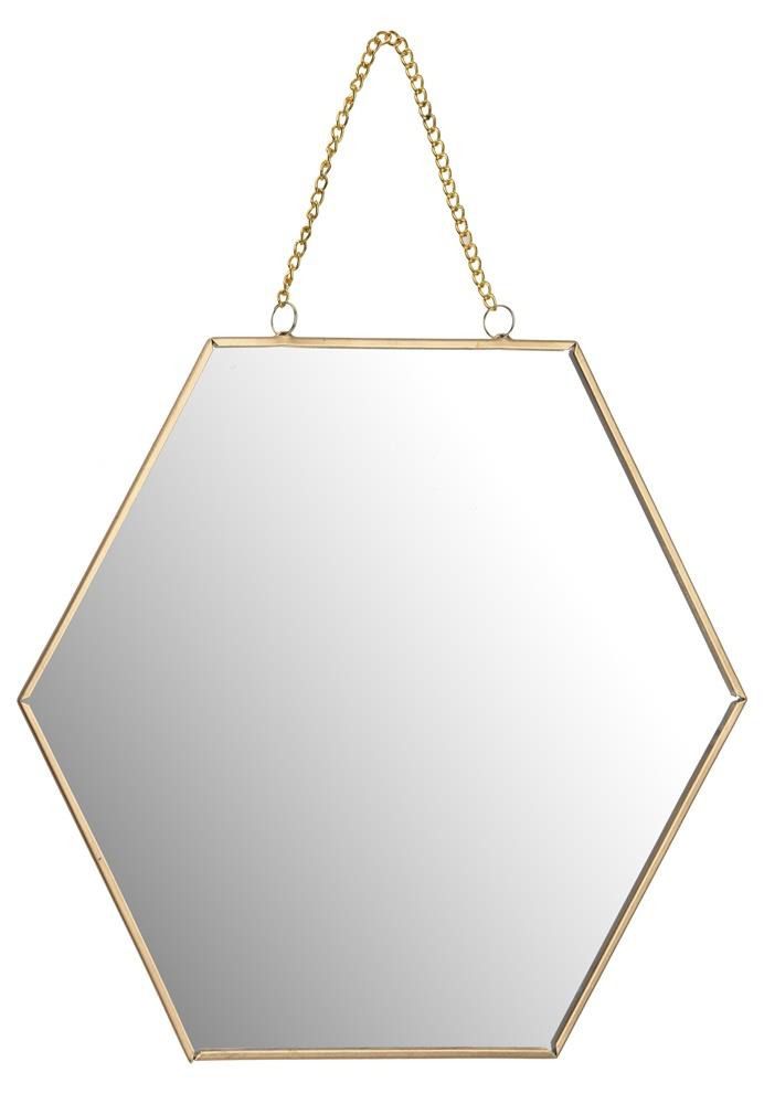 Home Styling Collection Nástěnné zrcadlo ve tvaru šestiúhelníku, šířká 29 cm, kov, zlatá barva - EDAXO.CZ s.r.o.