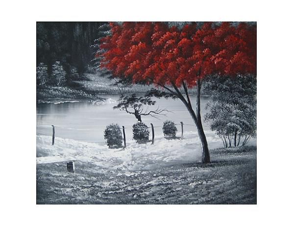 Obraz - Krajina s červeným stromem - FORLIVING