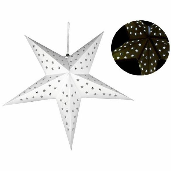 Vánoční hvězda s časovačem 60 cm, 10 LED, bílá - OEM D32546 - Favi.cz