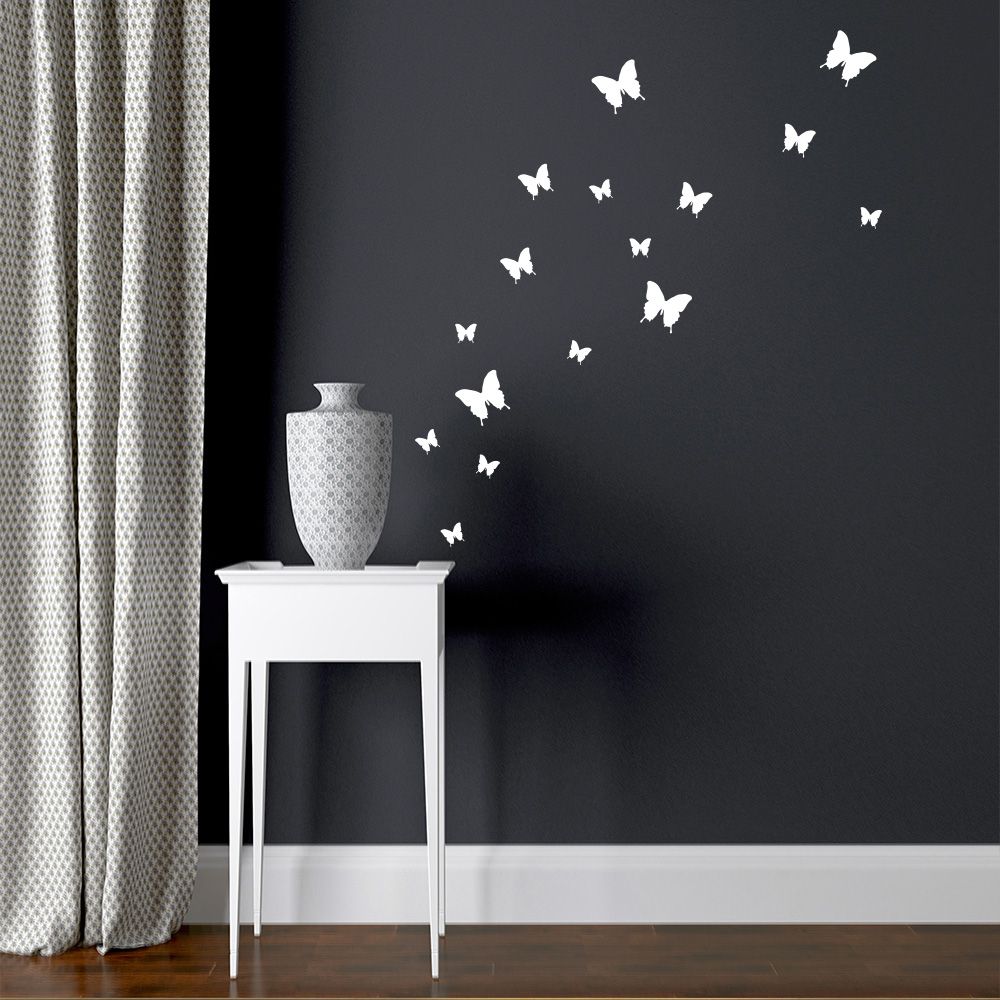 GLIX Sada motýlů - samolepka na zeď Bílá 95 x 10 cm - GLIX DECO s.r.o.