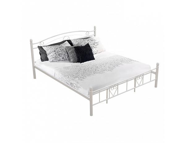 Bílá kovová postel s lamelovým roštem BRITA, 180x200 cm - FORLIVING