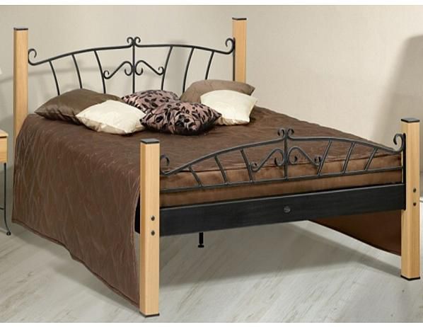 Kovová postel ALTEA 0473 s masivními prvky - FORLIVING