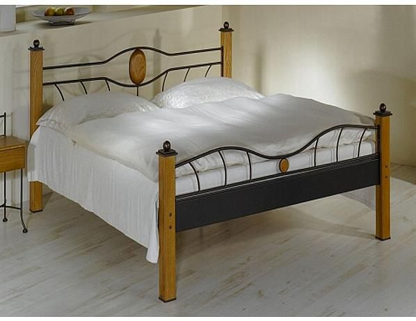 Kovová postel STROMBOLI 0459 s masivními prvky - FORLIVING