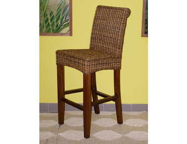 Ratanová barová židle Lenka-banánový list-mahagon - FORLIVING
