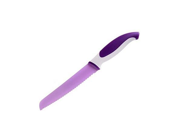 BANQUET Nerezový nůž na chléb s nepřilnavým povrchem 31,5cm Symbio, fialový - FORLIVING