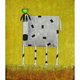 Obraz - Bílá kráva s jablkem FORLIVING