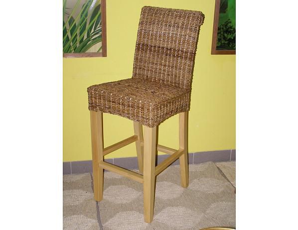 Ratanová barová židle Lenka-banánový list-borovice - FORLIVING