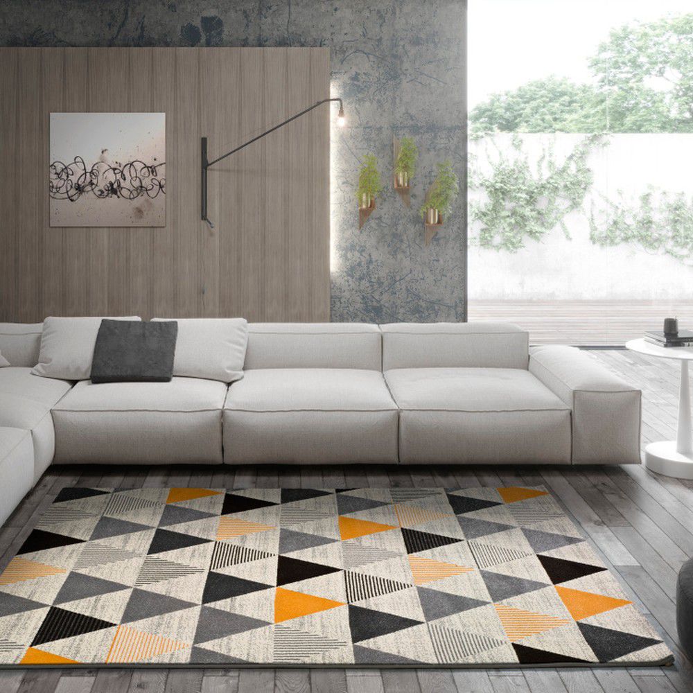 Šedo-oranžový koberec Universal Leo Triangles, 80 x 150 cm - Bonami.cz