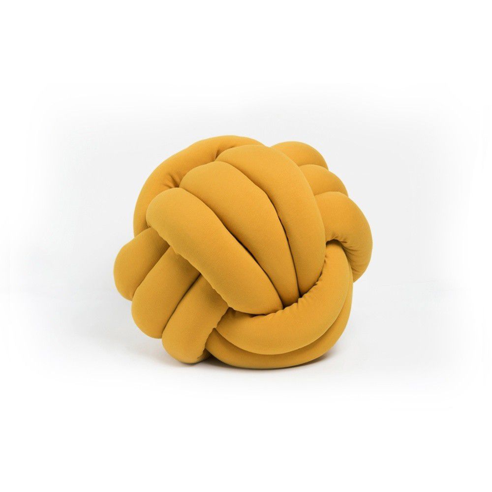 Hořčicově žlutý polštář Knot Decorative Cushion, ⌀ 45 cm - Bonami.cz