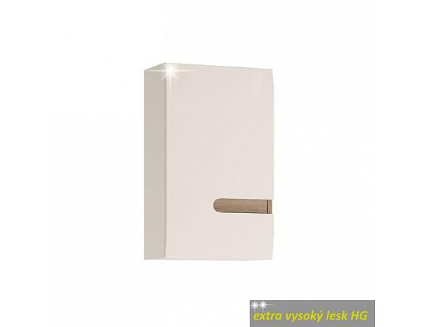 Koupelnová horní skříňka LYNATET 157 L provedení, bílá extra vysoký lesk - FORLIVING